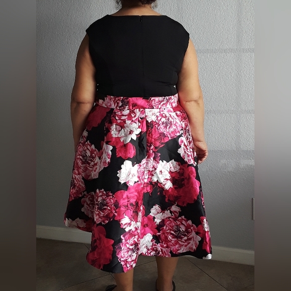 Floral Black and Pink Women's Dress - Picture 2 of 2